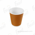 Copa de pared ondulada de 7 oz taza de café desechable estampada